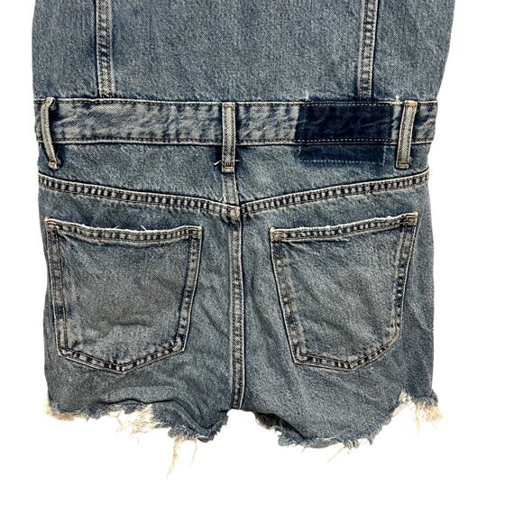 Zara Denim Short Jumpsuit Women's Small Blue Distressed Festival - Picture 8 of 12